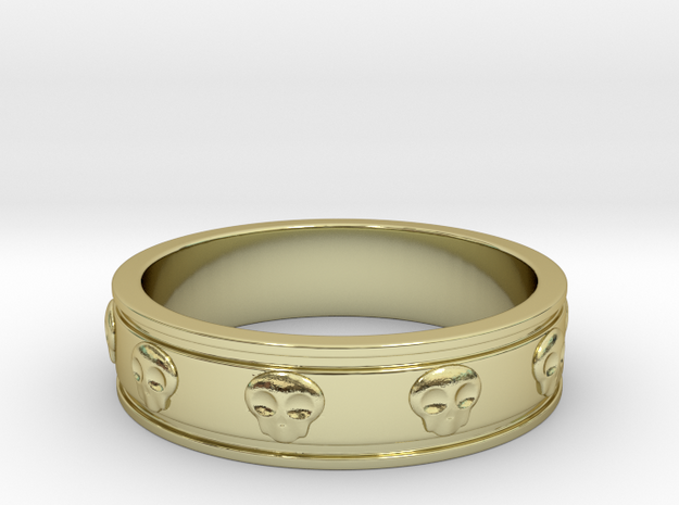 Ring with Skulls - Size 7 in 18k Gold Plated Brass