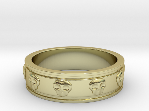 Ring with Skulls - Size 5 in 18k Gold Plated Brass