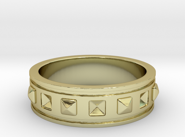 Ring with Studs - Size 4 in 18k Gold Plated Brass