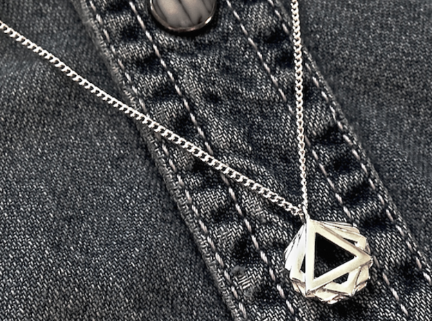 "GONS" Geometric Pendant in Polished Silver