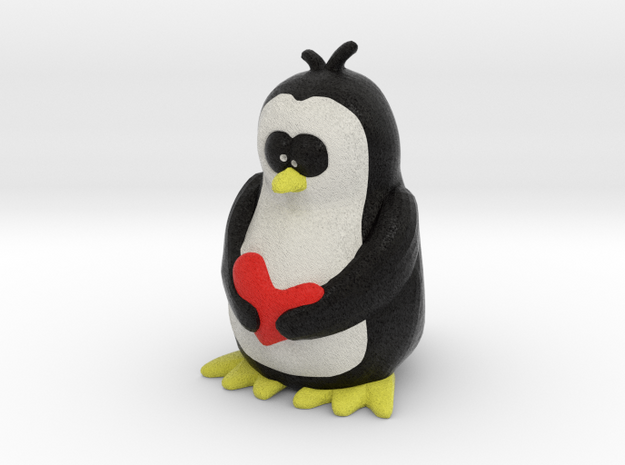 Penguin with Heart in Full Color Sandstone