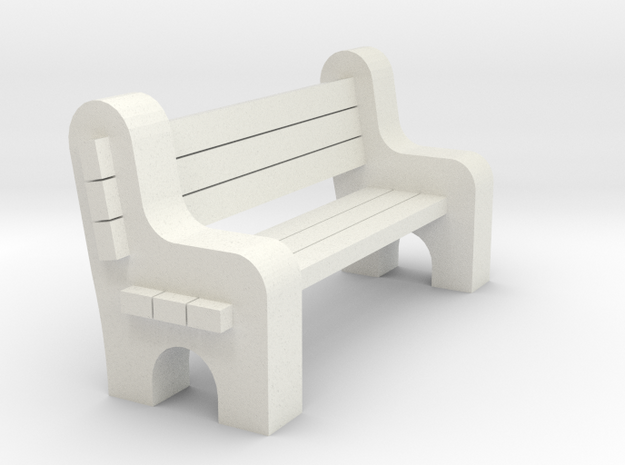 Street Bench - Qty (1) HO 87:1 Scale in White Natural Versatile Plastic