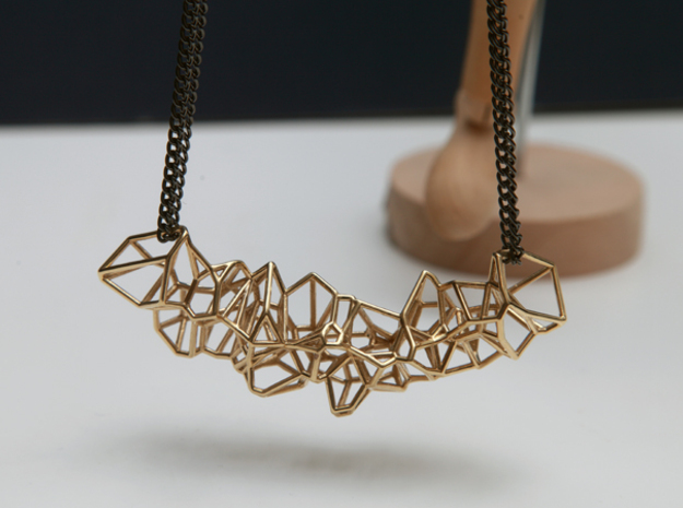 Voronoi Construction Framework Pendent in Polished Brass