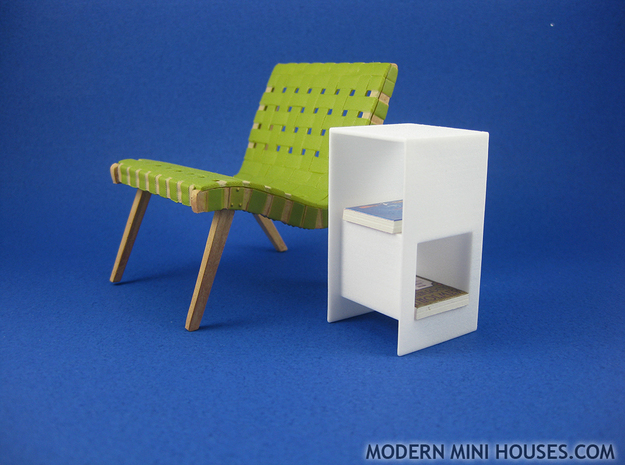 Cubed 1:12 scale Side Table in White Processed Versatile Plastic