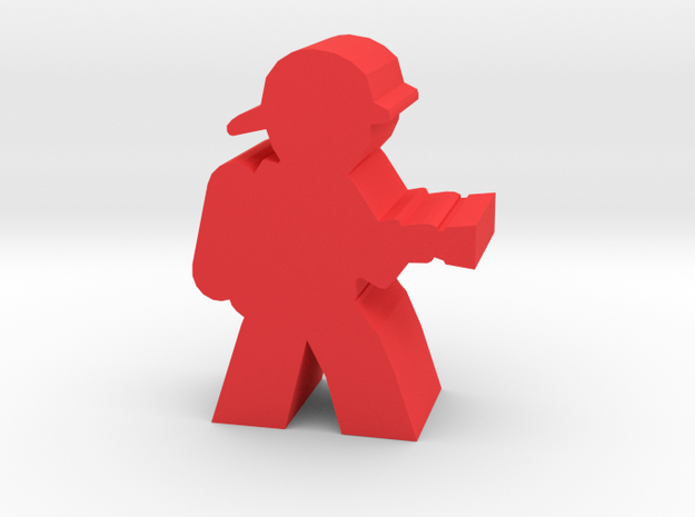 Firefighter Meeple, With Hose in Red Processed Versatile Plastic