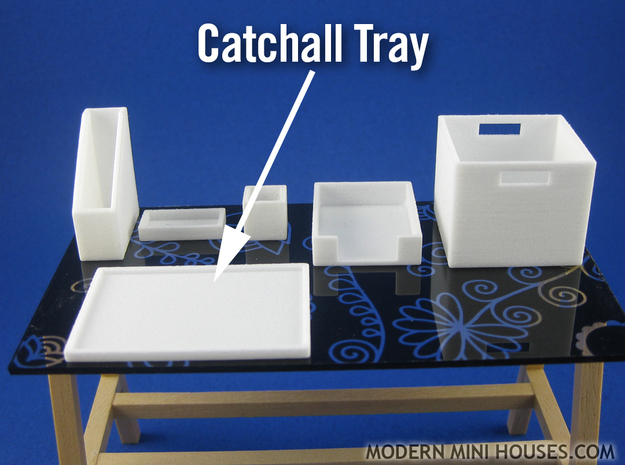 Office: Catchall Tray 1:12 scale in White Processed Versatile Plastic