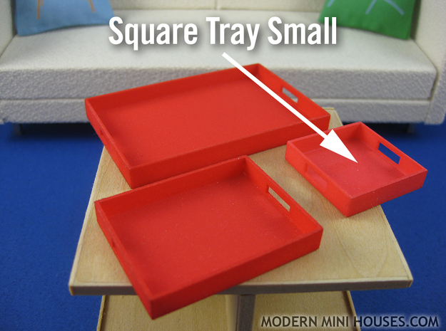 Square Tray Small 1:12 scale in White Processed Versatile Plastic
