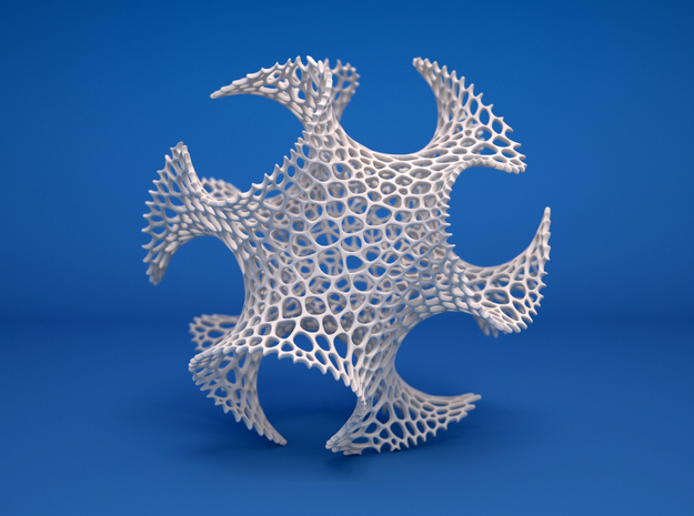 Spherical Voronoi - Gyroid in White Natural Versatile Plastic