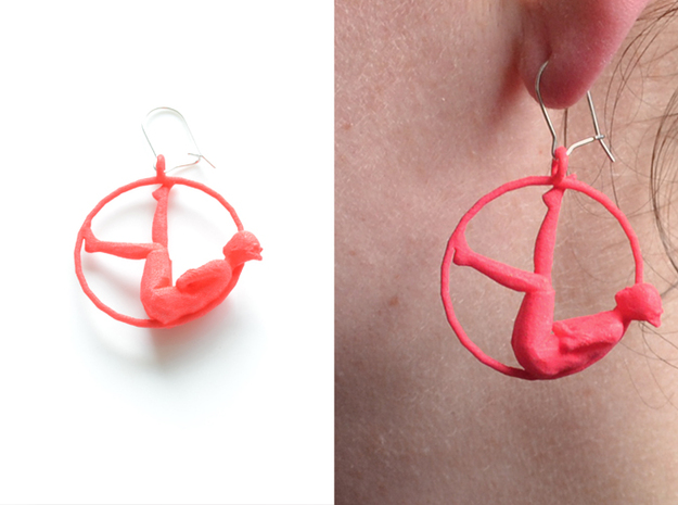 earrings "Hoop girl1" in Red Processed Versatile Plastic