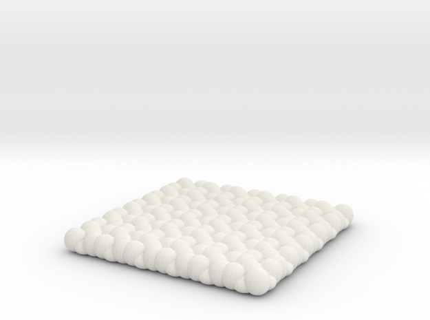 Pebble Coaster - Checkered Pattern 1 (Small Size) in White Natural Versatile Plastic