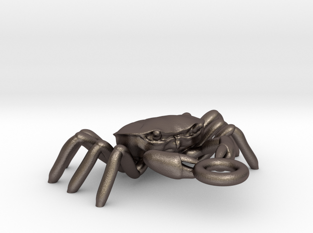 Crabs pendant in Polished Bronzed Silver Steel