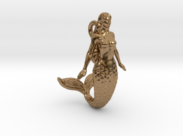 Mermaid pendant in Natural Brass