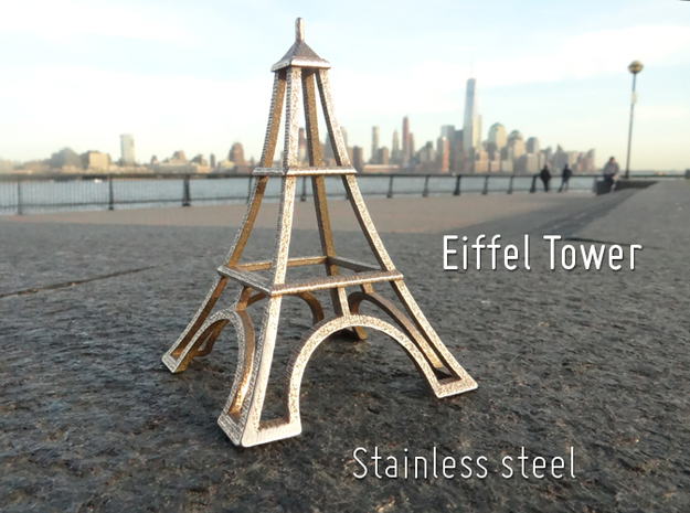 Eiffel Tower Desk Toy in Polished Bronzed Silver Steel