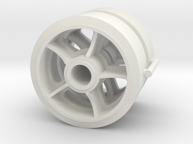 Two 1/16 scale 5 spoked M4 Sherman wheels  in White Natural Versatile Plastic