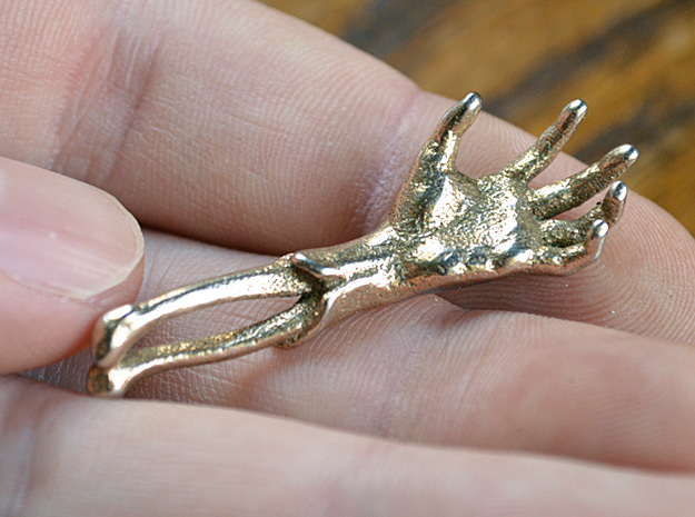 Zombie Arm Keychain / Necklace Walking Dead in Polished Bronzed Silver Steel