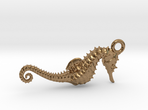 Sea horse pendant in Natural Brass