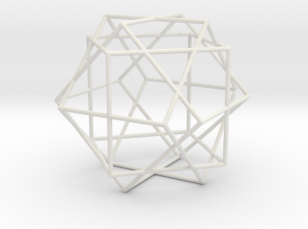 3 Cube Compound, round struts in White Natural Versatile Plastic