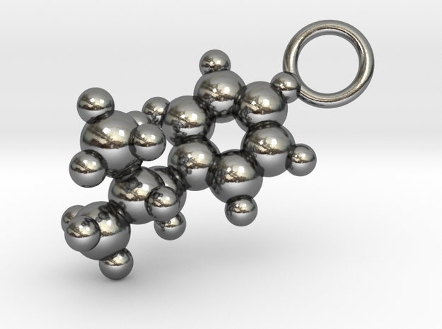 Methamphetamine Molecule Pendant - 20mm  in Polished Silver