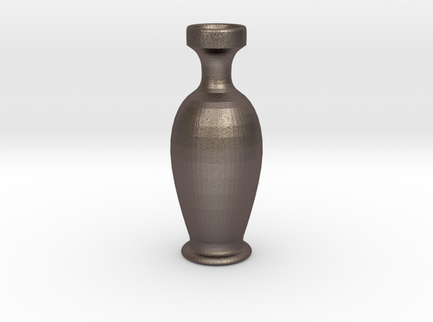 Vase in a Vase in Polished Bronzed Silver Steel