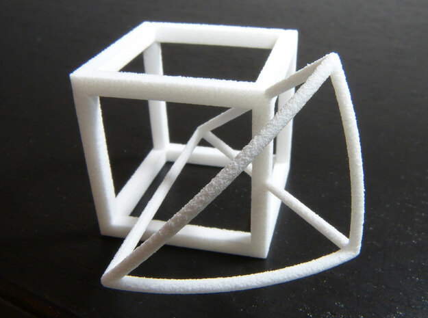 Cube with half-kite panel in White Natural Versatile Plastic