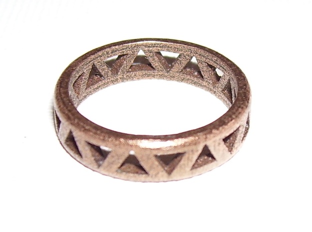 Slender Triangle Pattern Ring in Polished Bronze Steel: 7 / 54