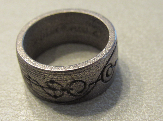 "IDIC" Vulcan Script Ring - Engraved Style in Polished Nickel Steel: 7 / 54