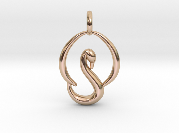 Swan Pendant in 14k Rose Gold Plated Brass