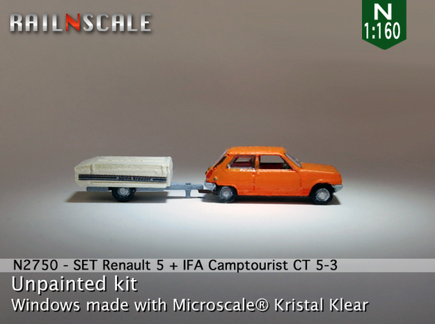 SET Renault 5 + Camptourist (N 1:160) in Tan Fine Detail Plastic
