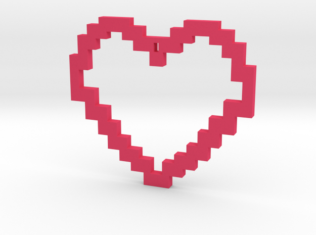 Pixel Heart Necklace in Pink Processed Versatile Plastic