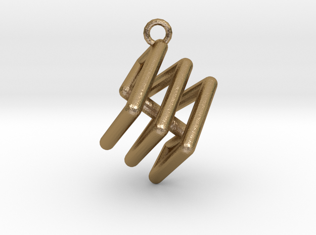 Ring-in-a-Cube-02 in Polished Gold Steel