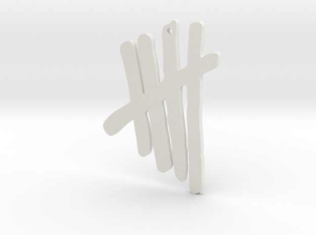 Tally Mark Emblem 2 Inch Pendant in White Natural Versatile Plastic