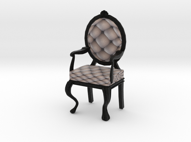 1:12 One Inch Scale SilverBlack Louis XVI Chair in Full Color Sandstone