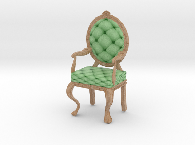 1:24 Half Inch Scale MintPale Oak Louis XVI Chair in Full Color Sandstone