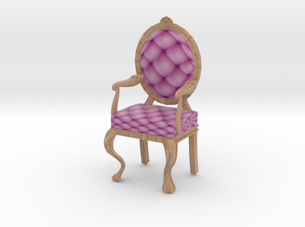 1:24 Half Inch Scale PinkPale Oak Louis XVI Chair in Full Color Sandstone