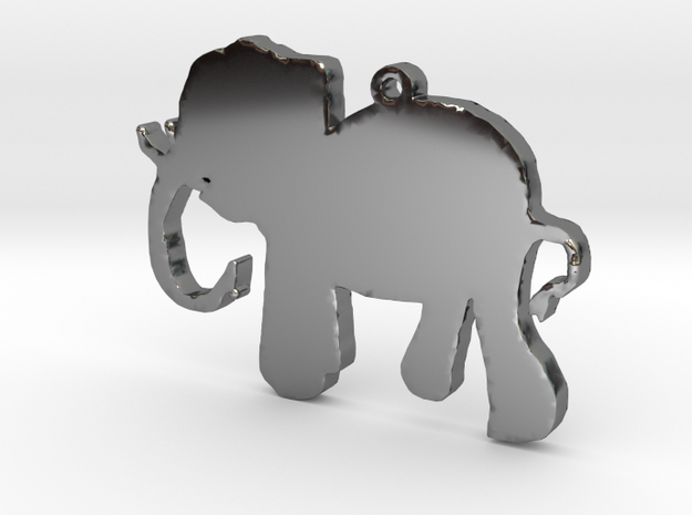 Elephant Necklace Pendant in Fine Detail Polished Silver