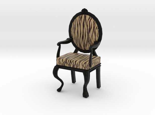 1:12 Scale Tiger/Black Louis XVI Oval Chair in Full Color Sandstone