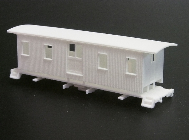 HOn3 30ft Baggage Car A in White Natural Versatile Plastic