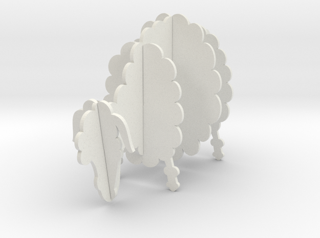Wooden Sheep A 1:12 in White Natural Versatile Plastic