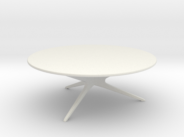 Mid-Century Modern Round Coffee Table 1:24 in White Natural Versatile Plastic