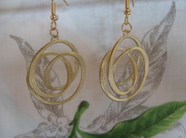 Triple Coil 2 3 Earrings in Natural Brass