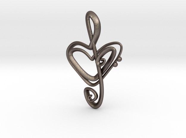 I heart music in Polished Bronzed Silver Steel