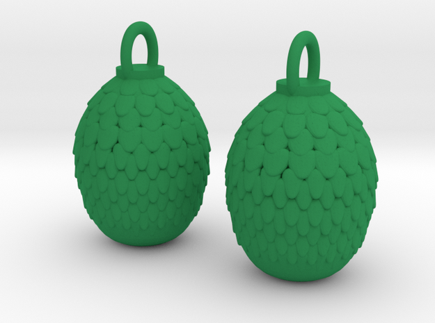 Dragon Egg Earrings in Green Processed Versatile Plastic