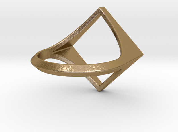 Square Ring - Sz5 in Polished Gold Steel