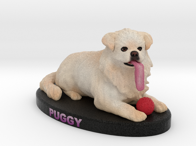 Custom Dog Figurine - Puggy-02 in Full Color Sandstone