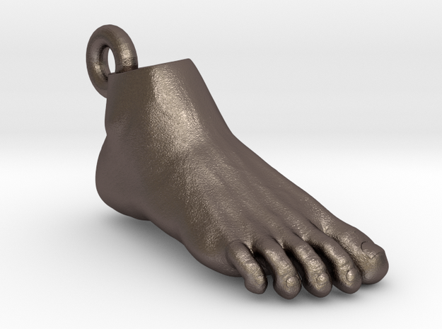 Foot Pendant in Polished Bronzed Silver Steel