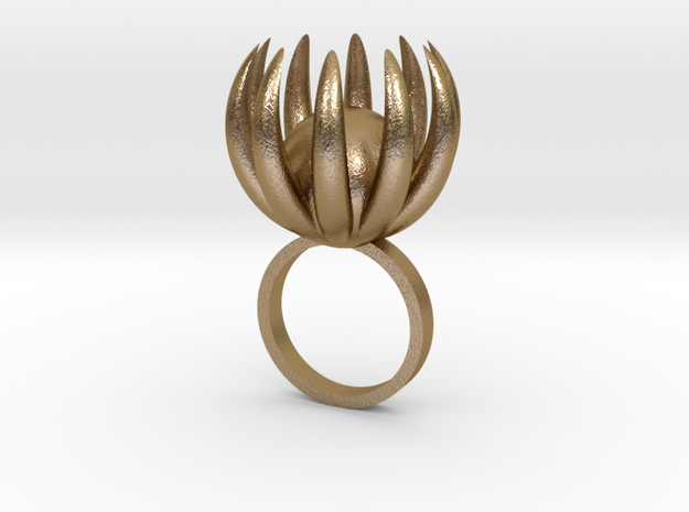 Blooming Ring size UK 0 in Polished Gold Steel