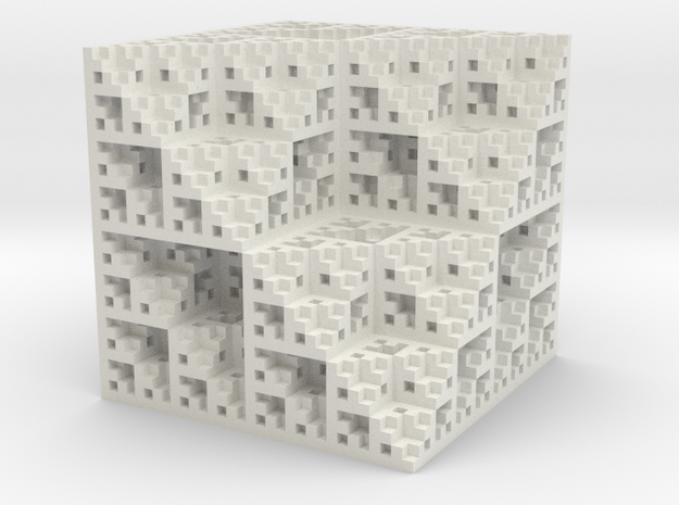 Eight Cubes Fractal Sponge in White Natural Versatile Plastic