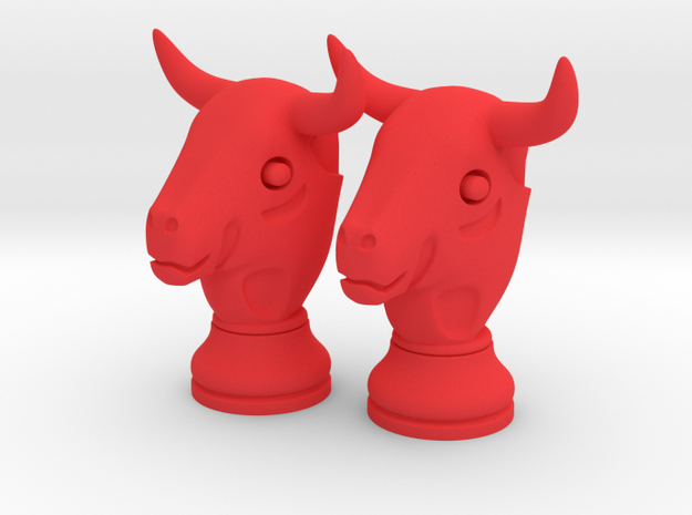 Pair Chess Bull Big | Timur Thaur in Red Processed Versatile Plastic