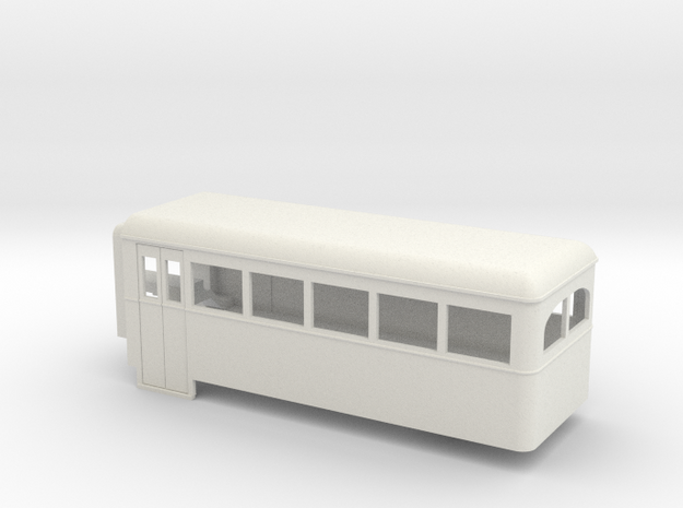 009 articulated railcar short 5 window rear part in White Natural Versatile Plastic