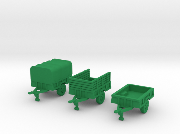 M105a2 Trailer Set in Green Processed Versatile Plastic: 1:144